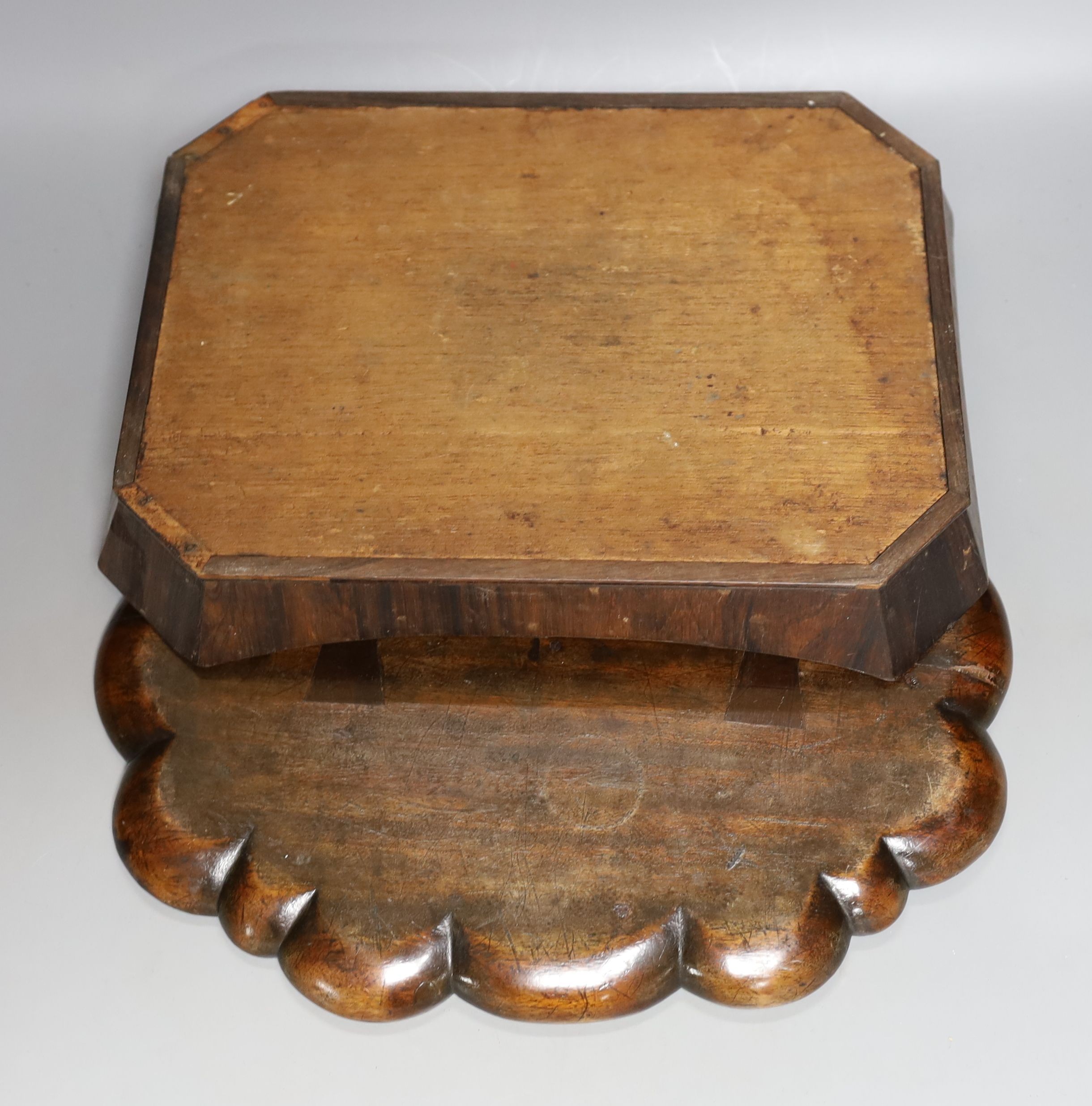 A Georgian oval pie crust tray 38 cms wide and a Regency rosewood letter tray.